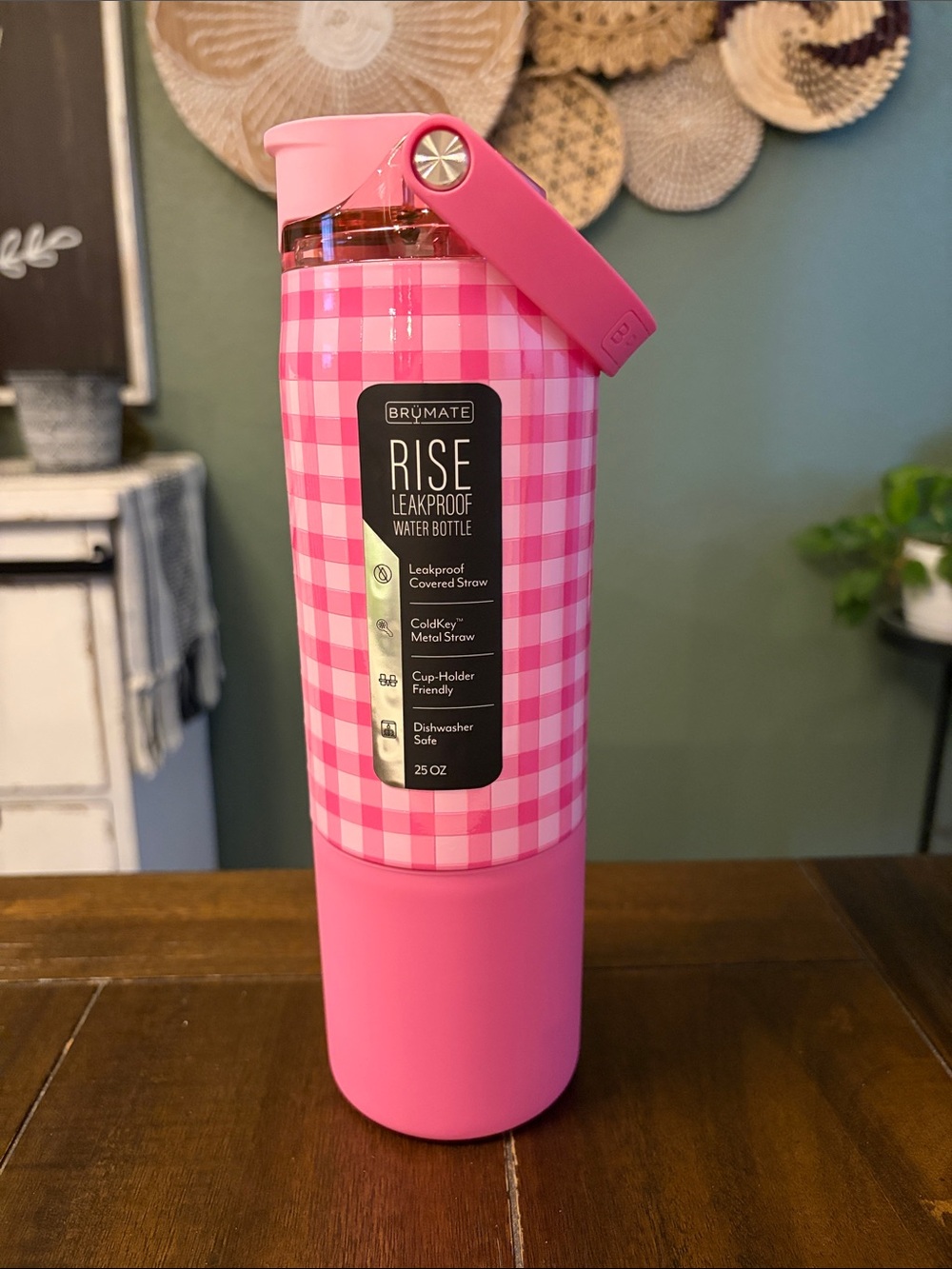 BruMate Rise 25oz Water Bottle in Pink Gingham! New! Limited Edition!